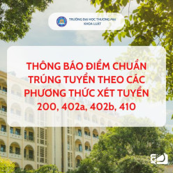 THÔNG BÁO ĐIỂM CHUẨN TRÚNG TUYỂN THEO CÁC PHƯƠNG THỨC XÉT TUYỂN 200, 402a, 402b, 410